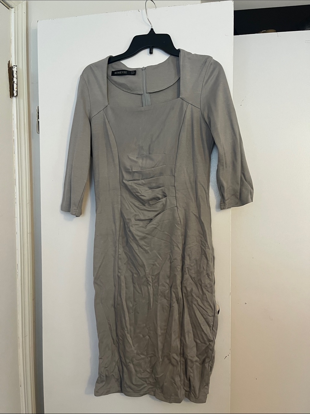 Boden Taupe Midi Dress with 3/4 Sleeves